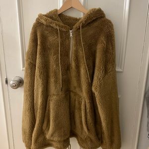 Quarter Zip Fuzzy Hoodie